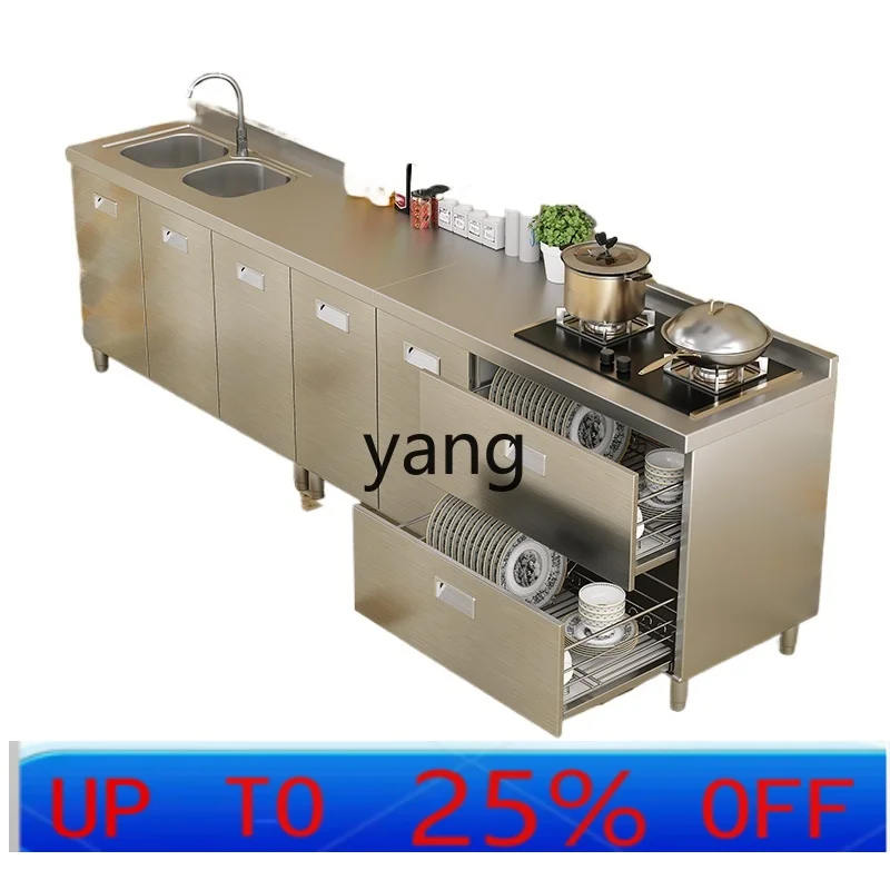 

LTT integrated stainless steel cabinet simple sink stove cabinet integrated rural storage basket cupboard