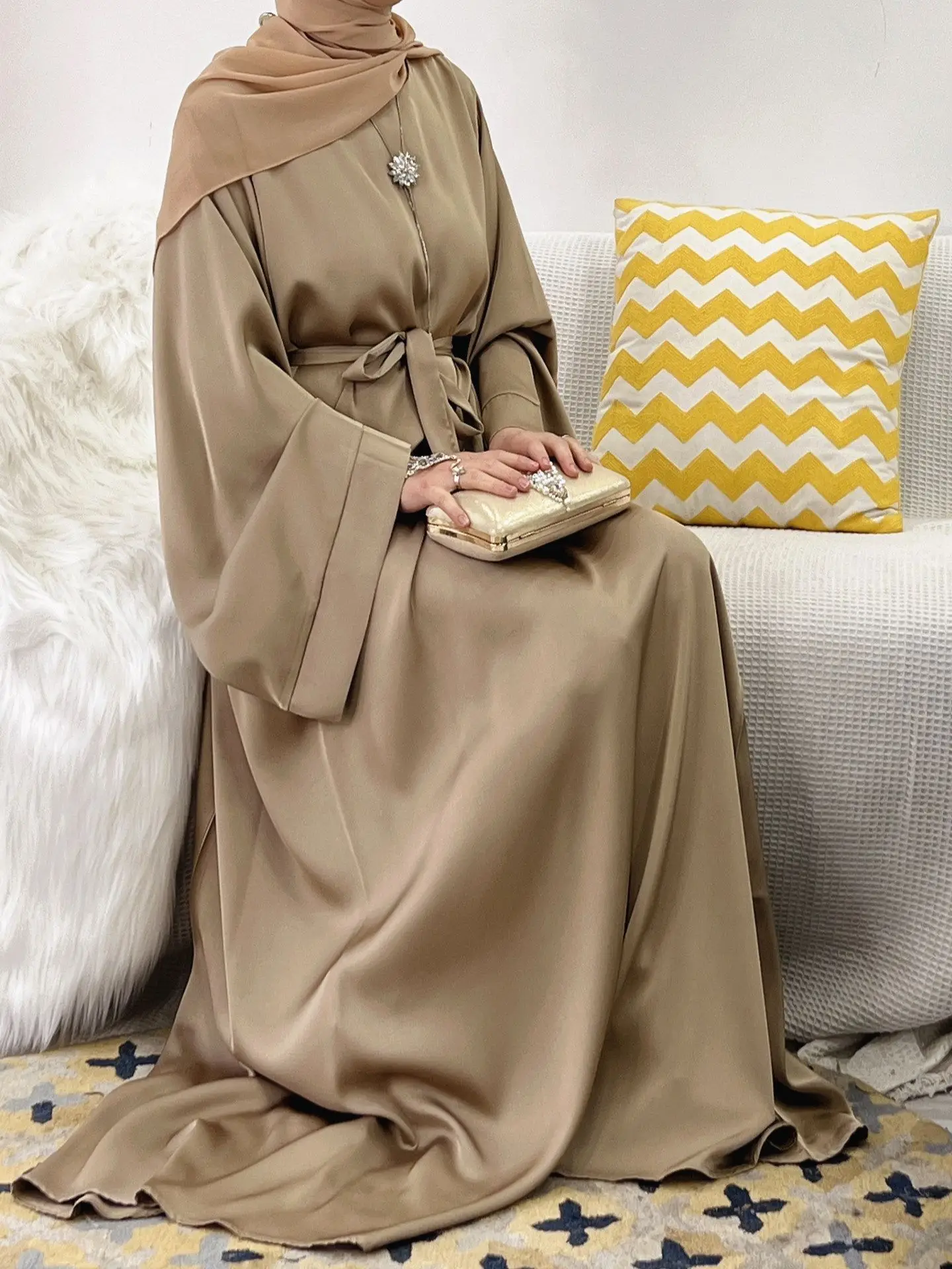 Eid Msulim Modest Dress Islamic Abaya Women Djellaba Kaftan Stain Pocket Kimono Jubah Dubai Islam Robe Maxi Vestidos