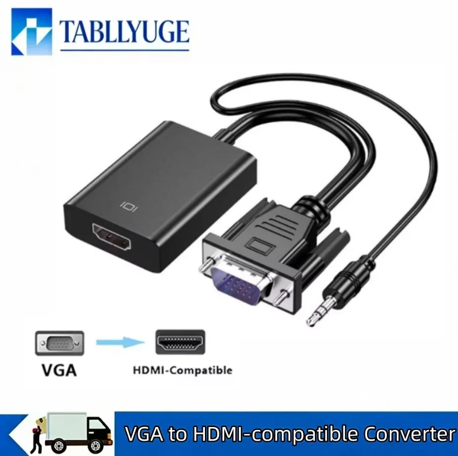 VGA-HDMI 호환 HDMI-VGA 변환기 어댑터 PC 노트북-HDTV 프로젝터 모니터용 1080P 비디오 케이블