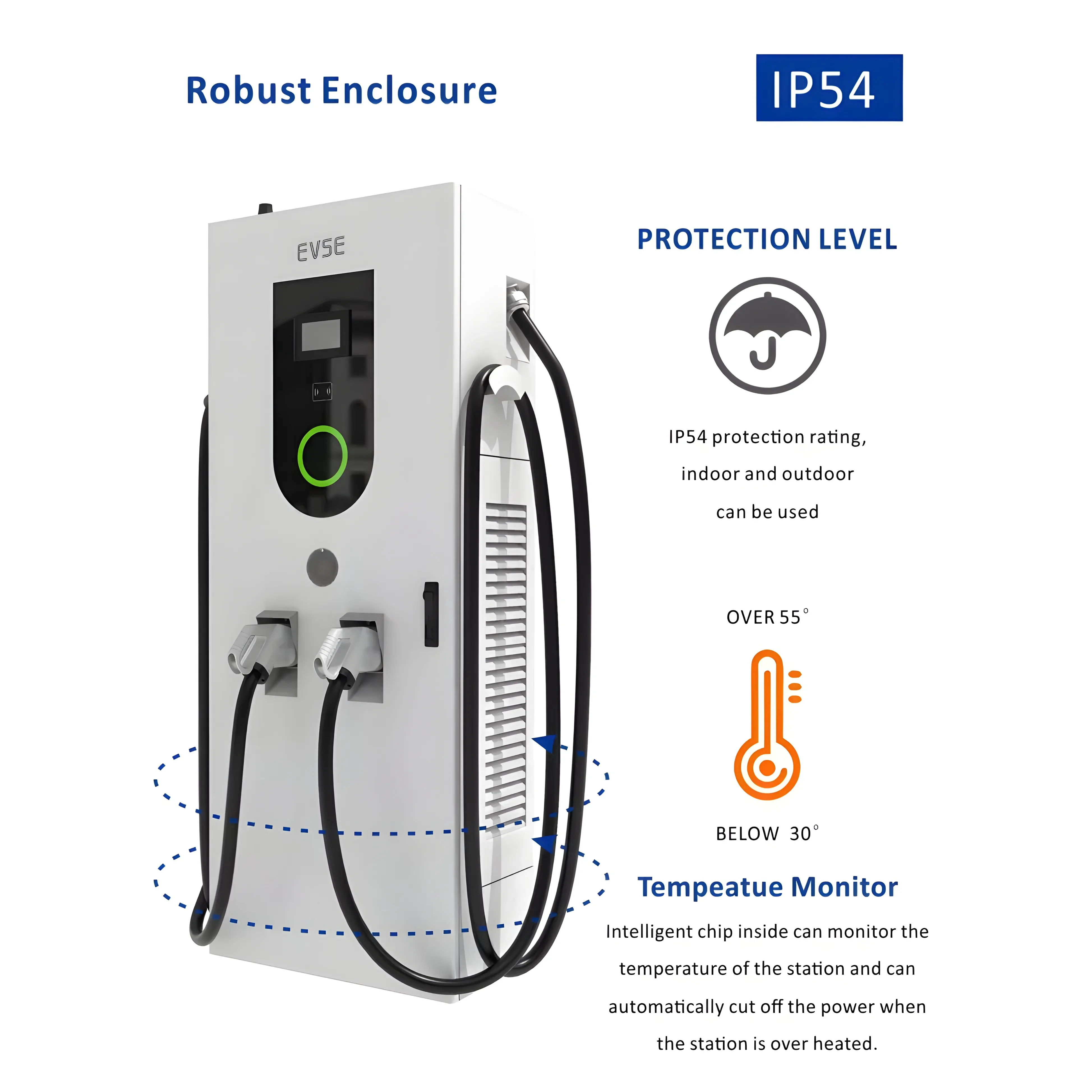 2023 super fastest TUV CE OCPP CCS CHAdeMO 60kw fast ev charging station roadside dc ev charger with dual plugs