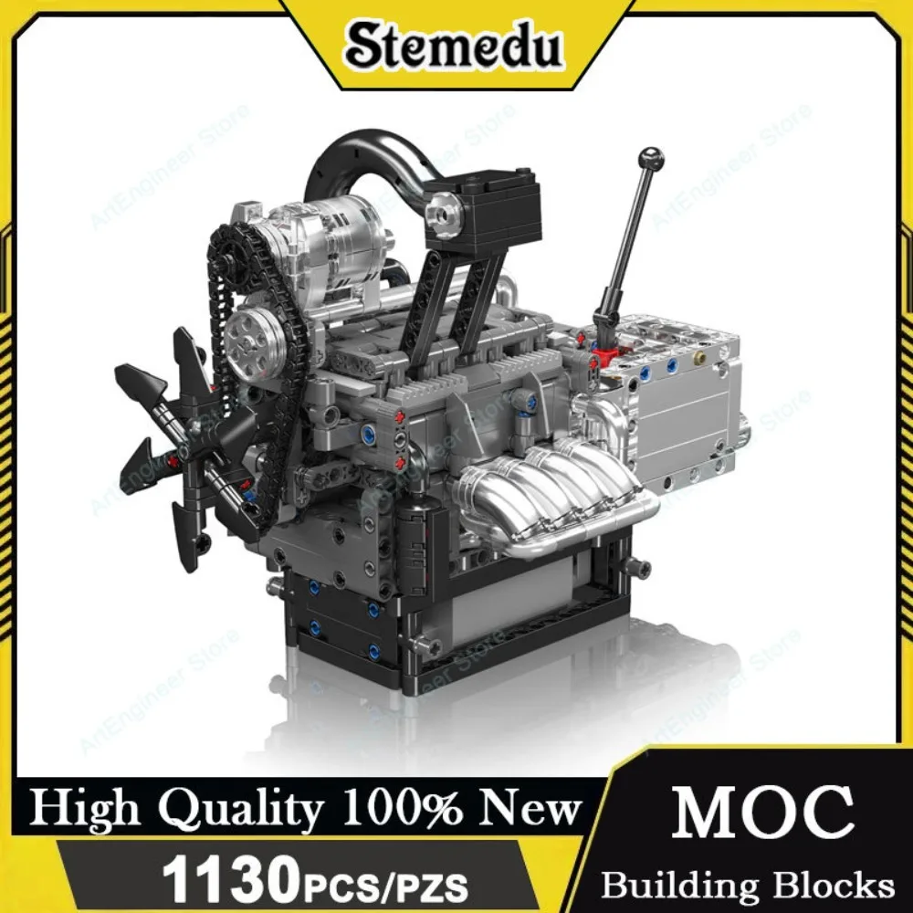 ألعاب محرك السيارة التقنية من مولد كينج 10212 محرك المكبس الدوار الآلي مجموعة مكعبات البناء هدية عيد الميلاد للأطفال