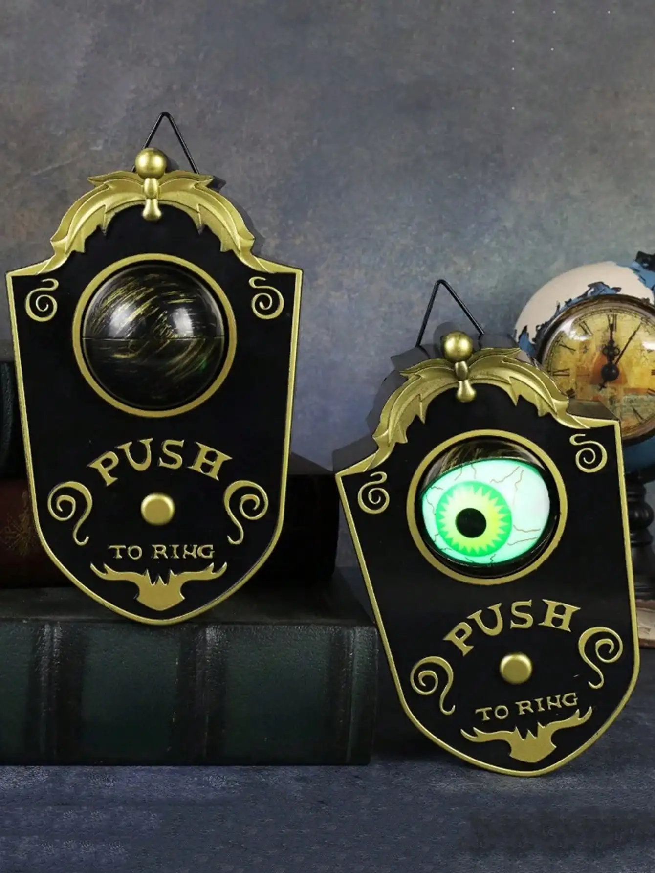 Hanging Doorbell Haunted Decorations Halloween One-eyed Glowing Horror Props Creepy Bell with Sound Lights Eyeball Ghost\'s Day