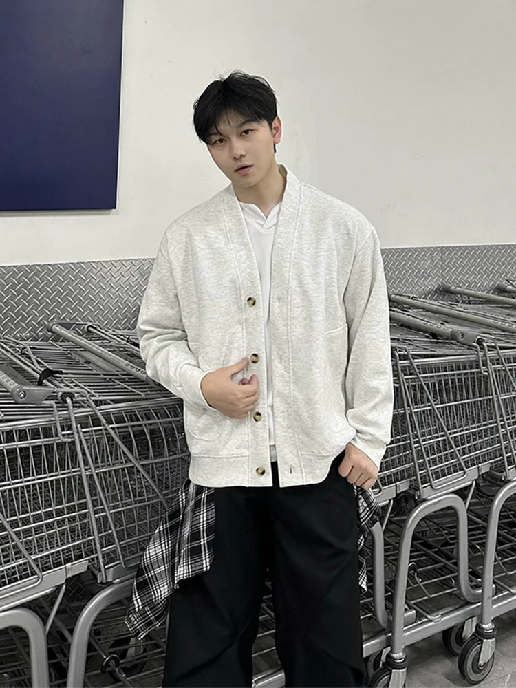 

Iyaroom Мужской вязаный длинный свитер Sve V-Ne, кардиган, удобный свободный крой, повседневная одежда со стойкой, осенняя мода