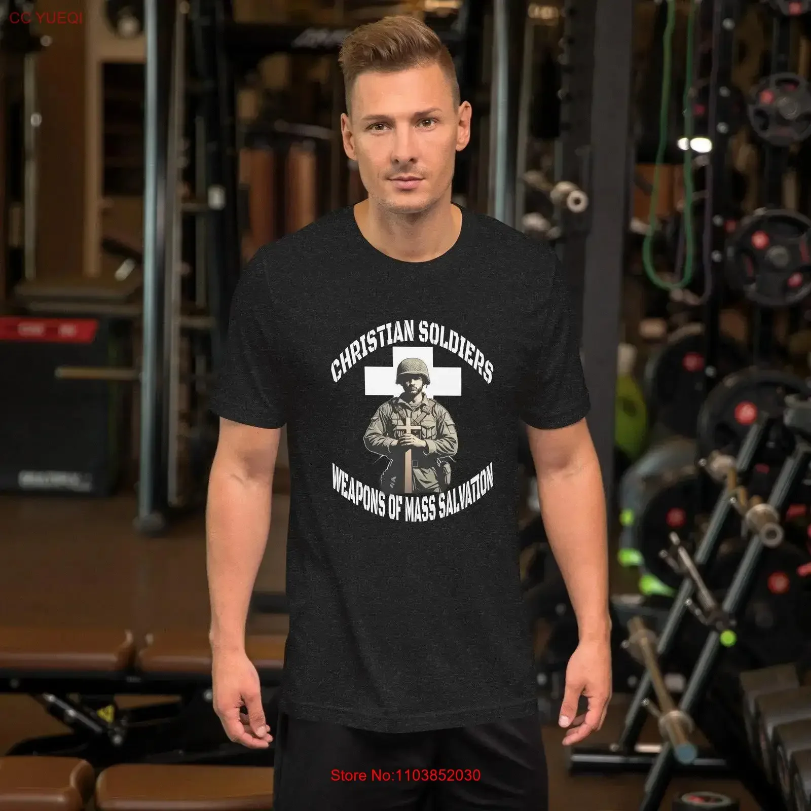 Soldats chrétiens armes de salut de masse jésus t-shirt vêtements vintage lavé légèrement vêtements de créateurs graphique décontracté