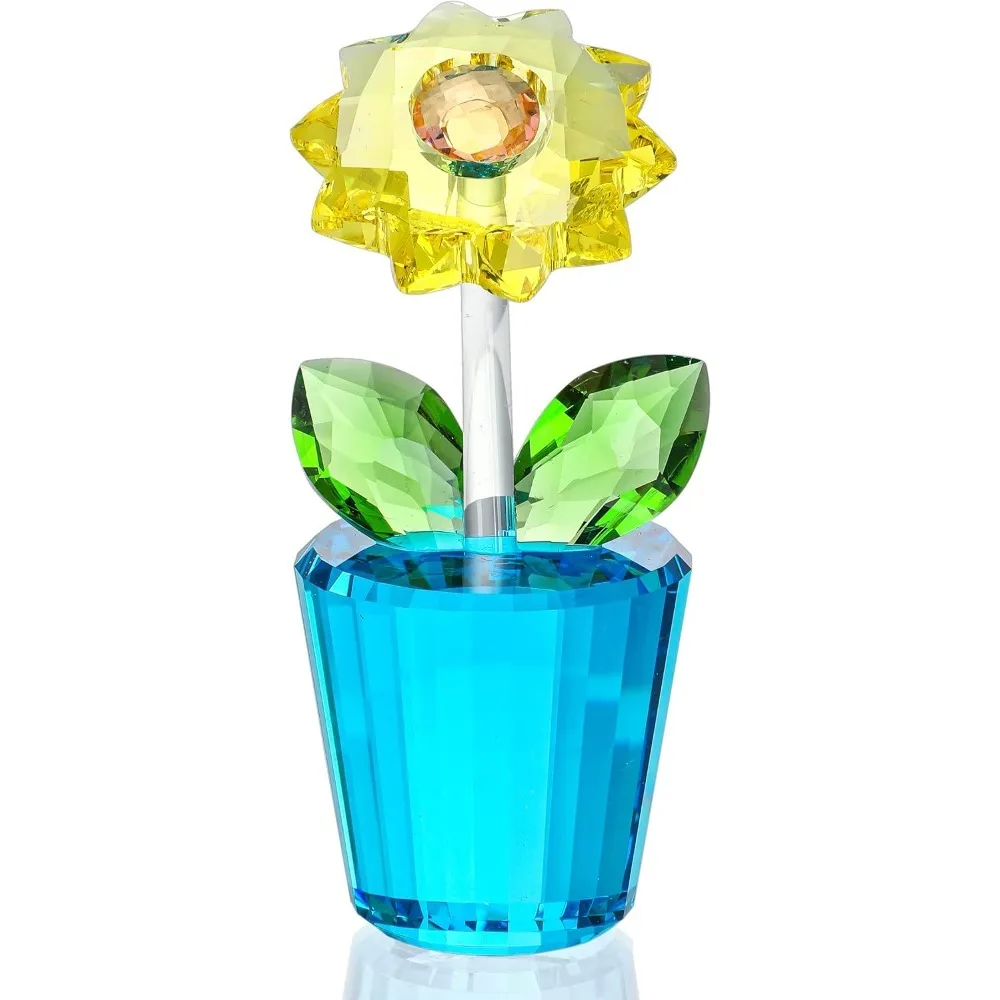 H & D HYALINE & DORA كريستال عباد الشمس تمثال تحصيل الزجاج زهرة زخرفة تمثال لعيد الحب هدايا الزفاف للمرأة