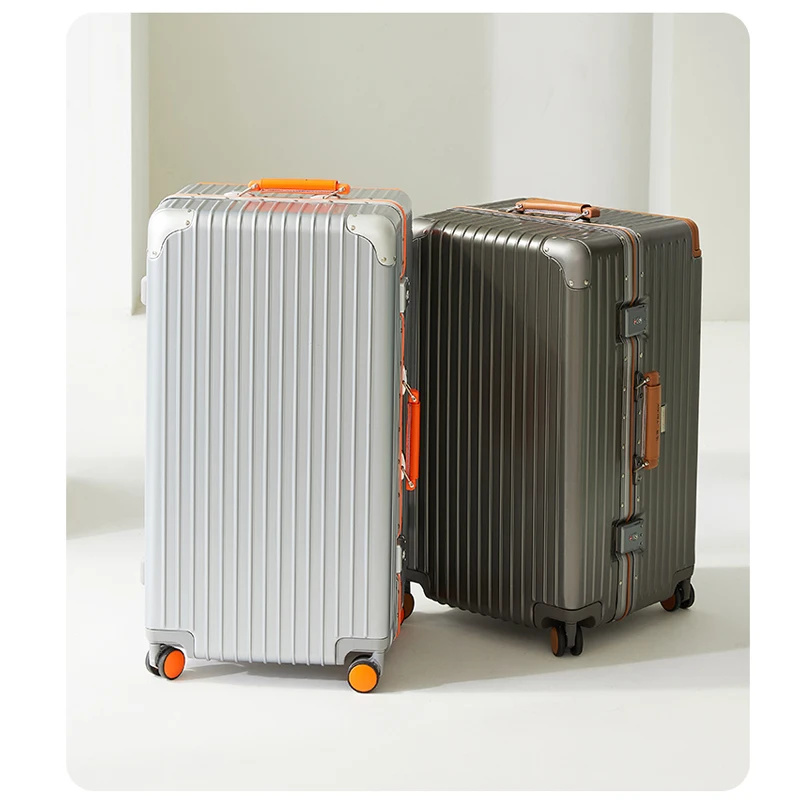 

Large-Capacity PC Material Suitcase Aluminum-Frame Luggage Boardable Lightweight Sturdy and Durable Travel Suitcase Trolley