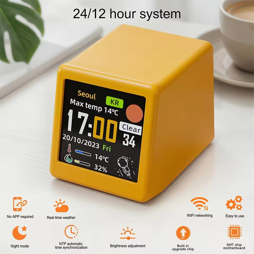 Smalltv-Ultra Cheap Smart gift Desktop Bed Clock WiFi Weather Forecast Station photo Album with Gif Animation Tech Gif