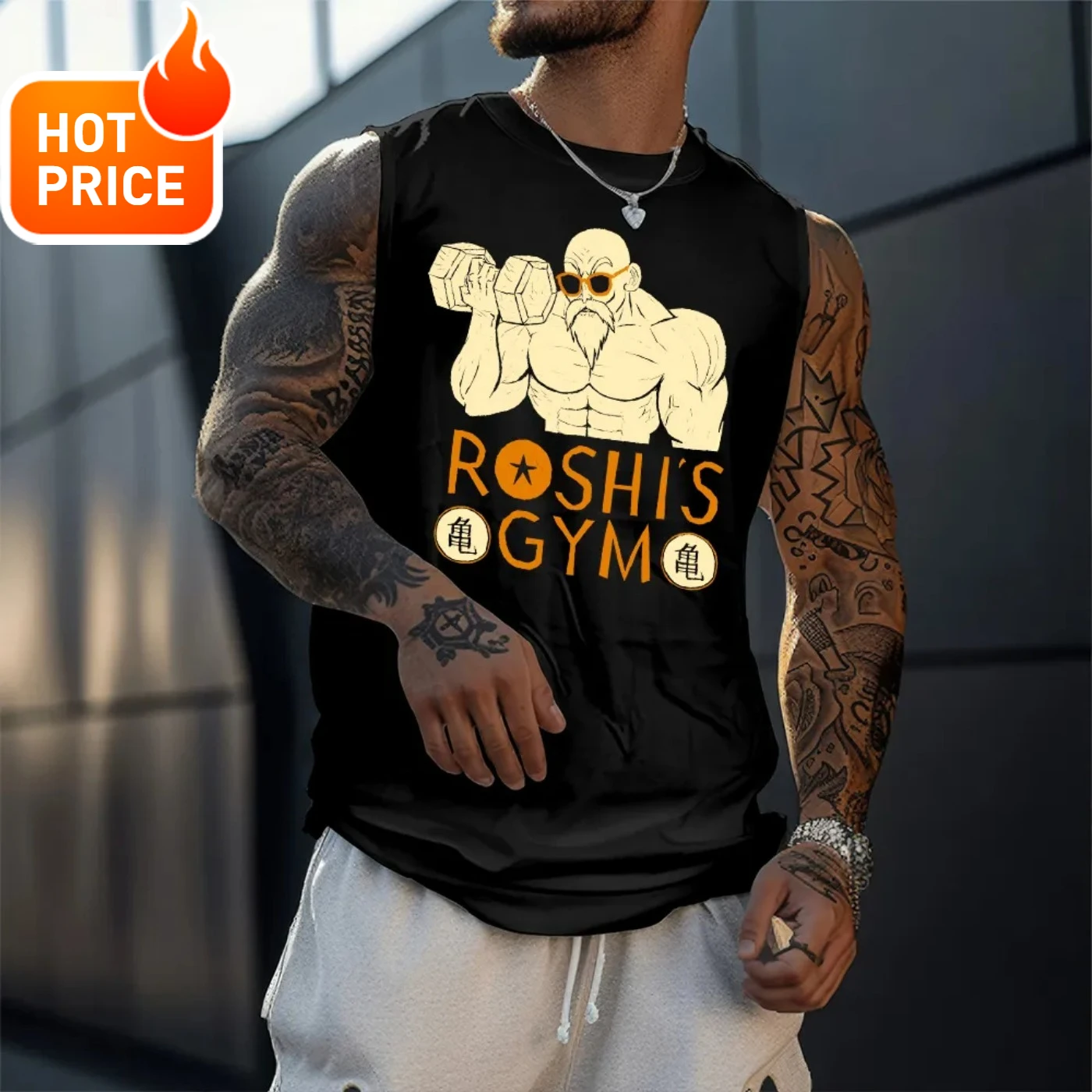 Gym Anime Dragon Ball Master Roshi Super Saiyan Harajuku Spring Summer Tank Top Casual Sports Fitness Cotton Sleeveless Shirt