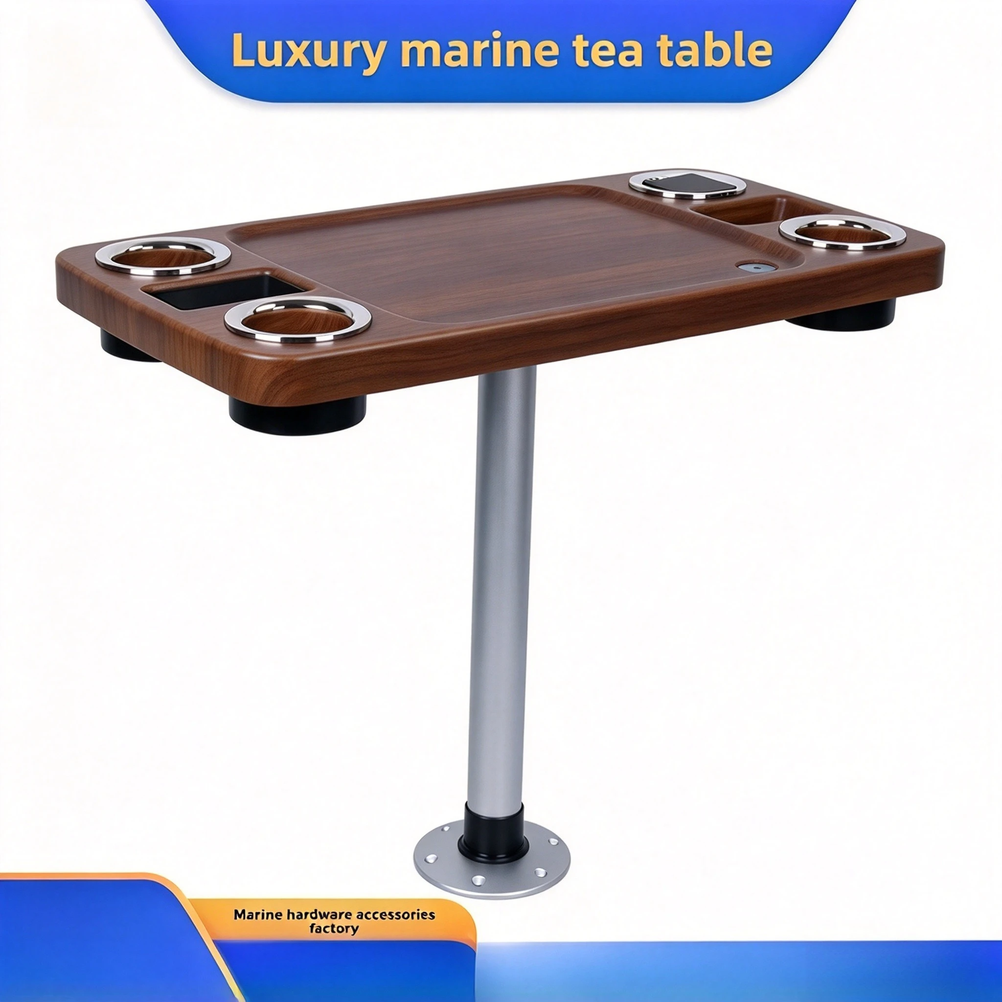 Marine Square Coffee Table Removable Yacht RV Tea Table Yacht Movable Table Bar