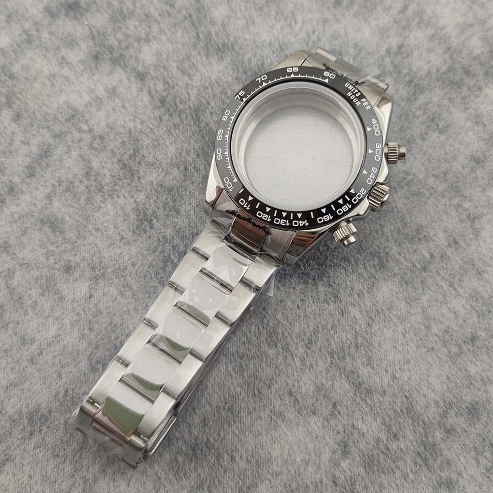 

39mm VK63 Case Silver Watch Case Stainless Steel Watch Strap For VK63 Quartz Movement Watch Accessories