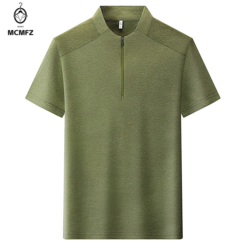 Men Stand Collar Half Zip Short Sleeve T Shirt Breathable Casual Pullover Top For Business Office Daily Summer Wear view 2