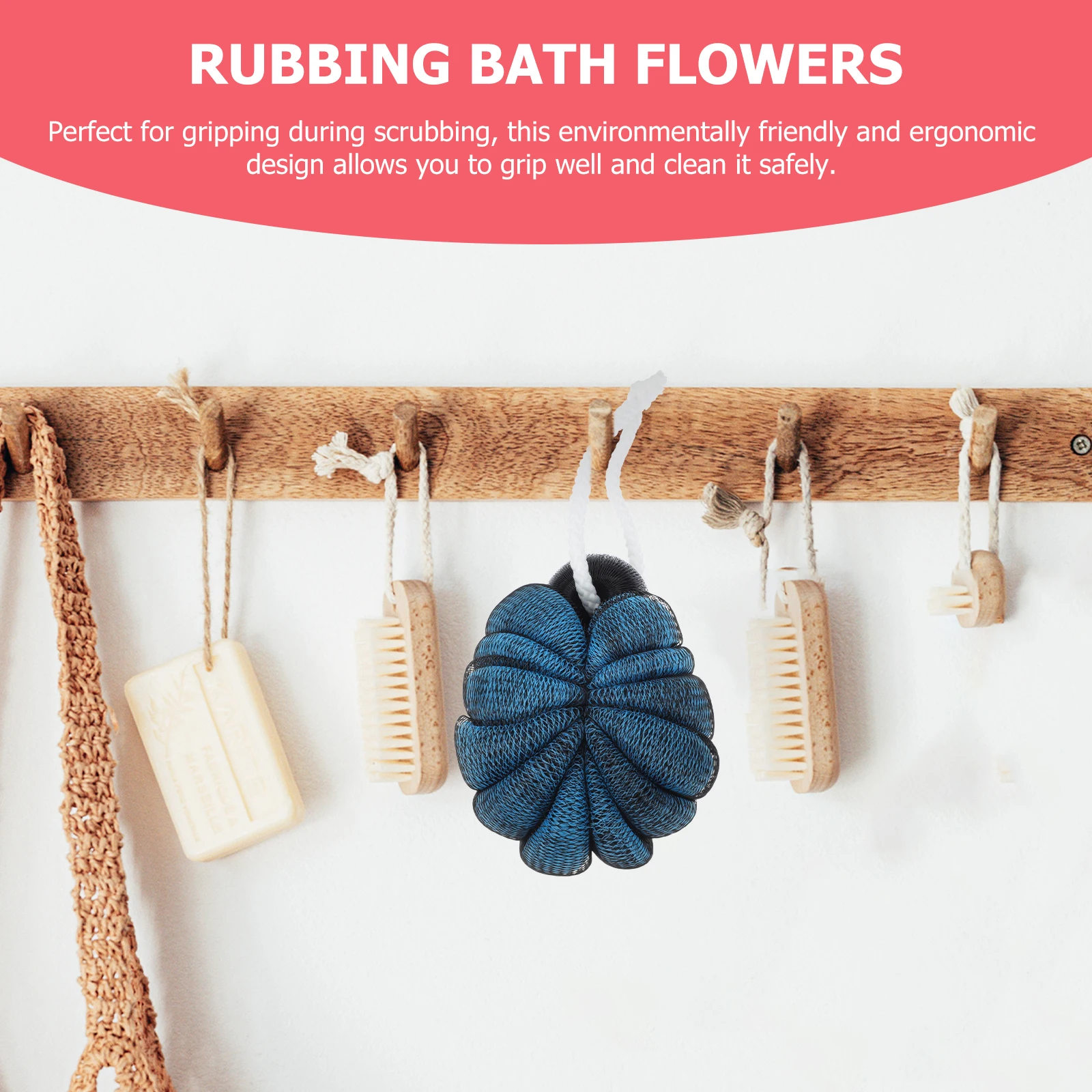 

4pcs Bath Balls Soft Supple Shower Flowers Bubble Making Rubbing Bathing Hanging Travel Body Exfoliating Scrubbers Safe