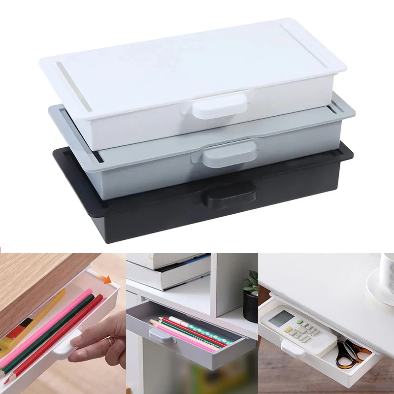 Hidden Storage Box Desk Storage Drawer Self-Adhesive Table Storage Holder Simple Sundries Cosmetics Stationery Organizer