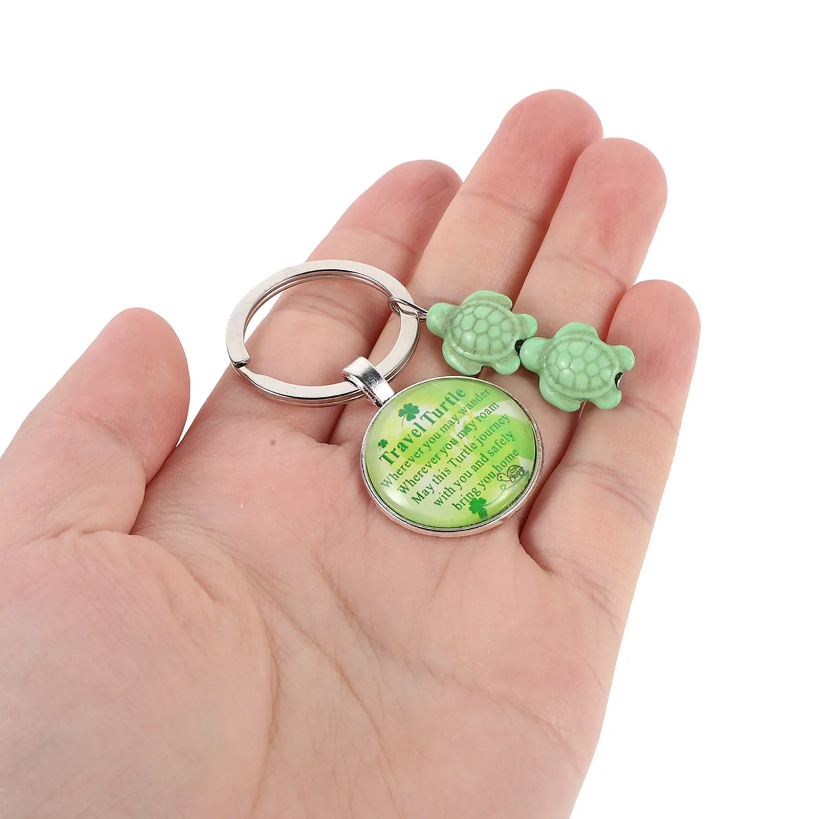 10Pcs Inspirational Sea Turtle Keychain Metal Mini Design Travel Accessories Good Luck Teacher Appreciation Gifts for Students