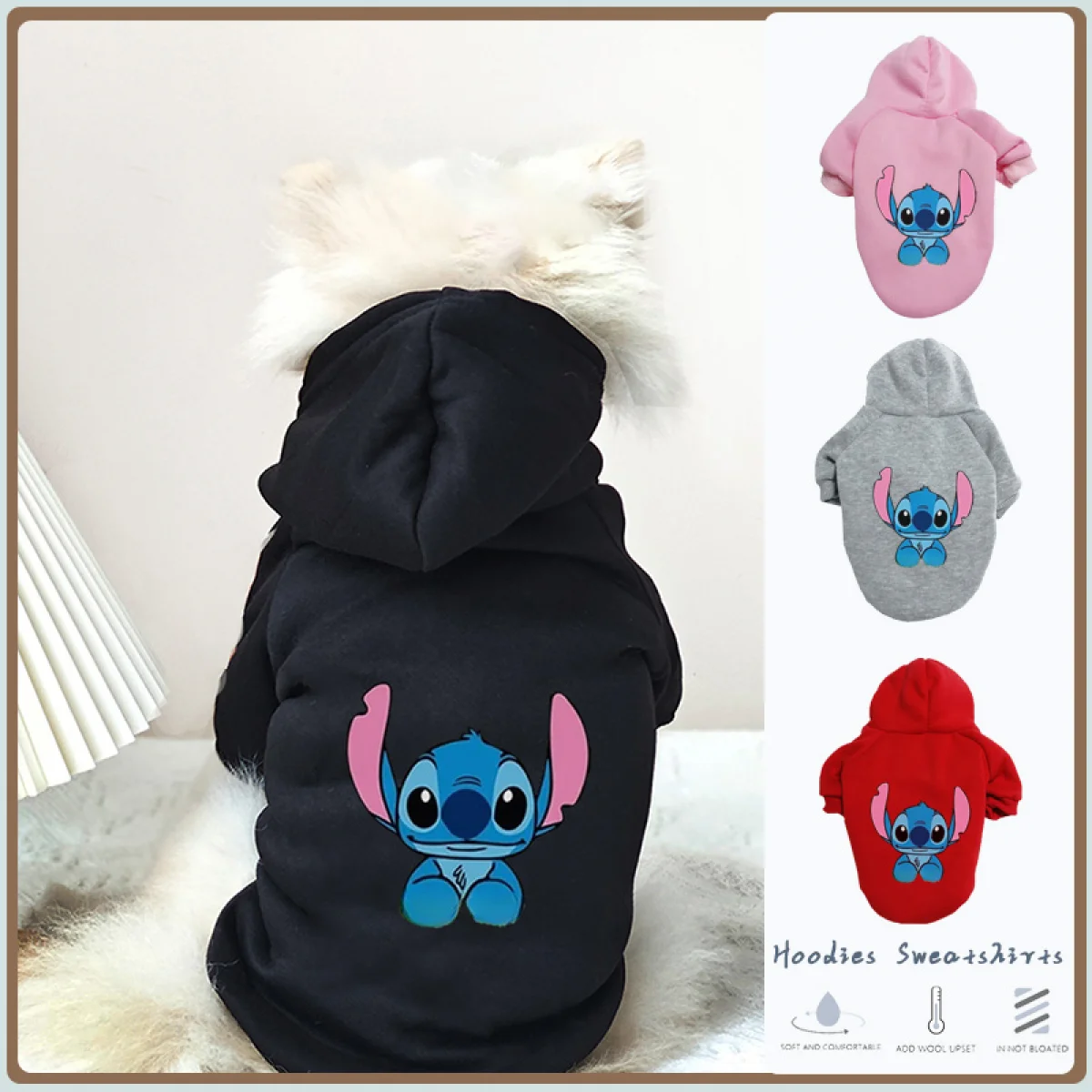 Stitch Cat/Dog Warm Hooded Sweatshirt for Small and Medium Dogs