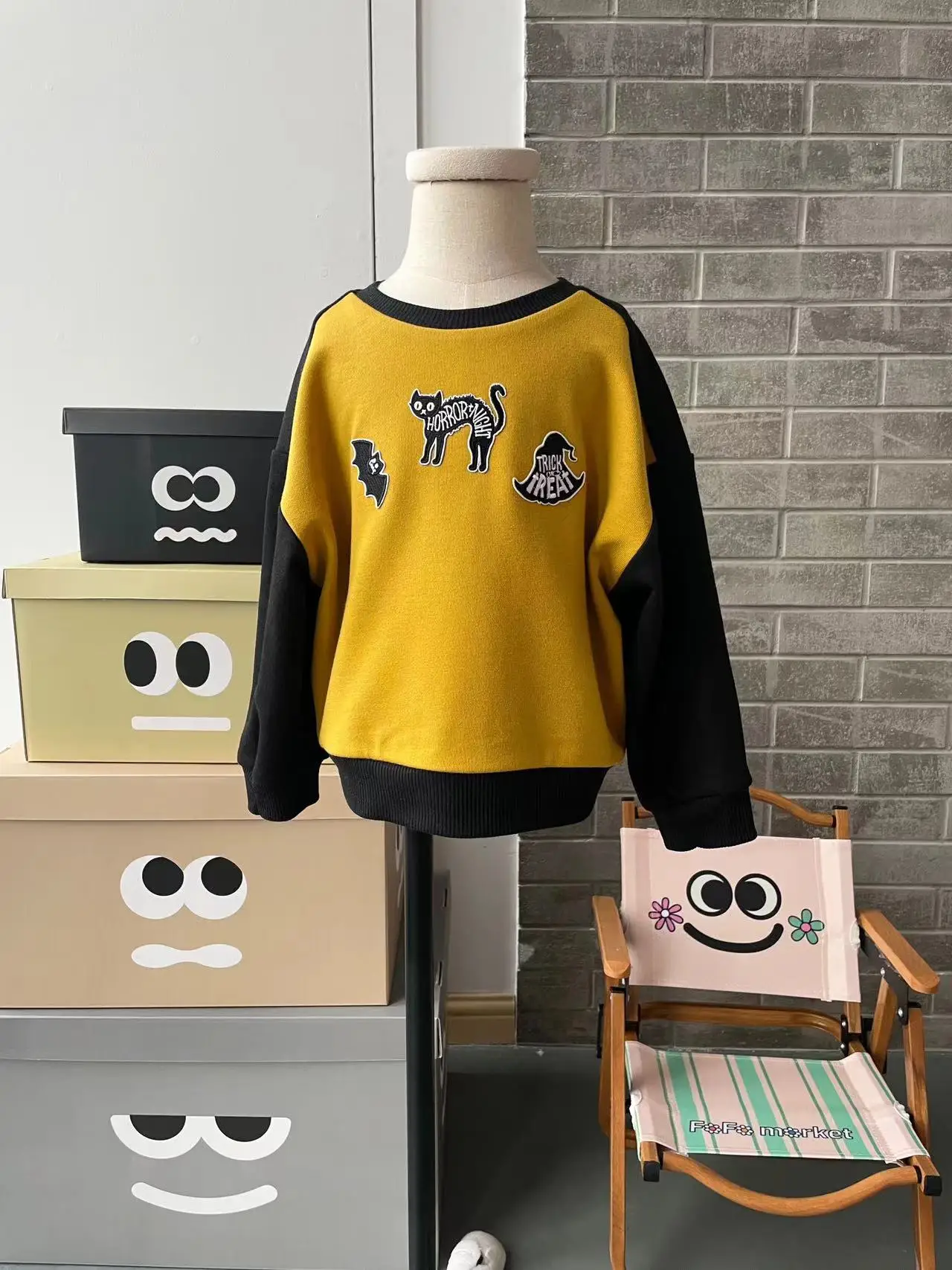 Joyccin Sweatshirt anak-anak, kostum Halloween Sweatshirt wanita kelelawar penyihir topi cetak Sweatshirt anak laki-laki perempuan