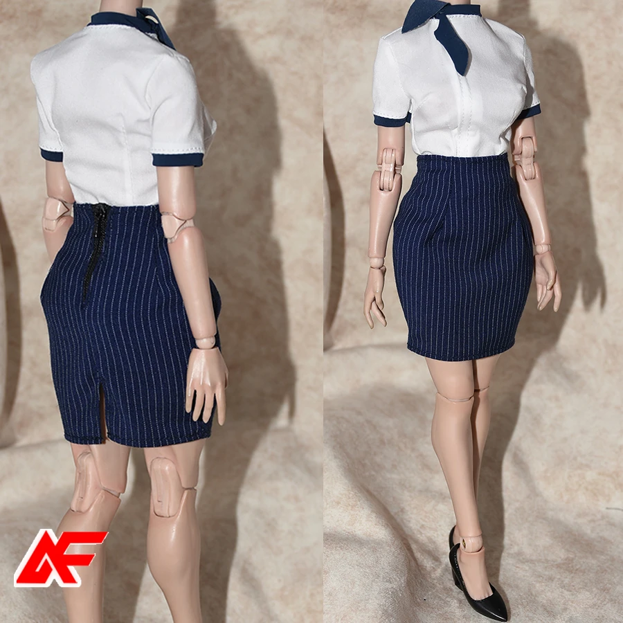 1/6 Scale Stewardess Uniform Stretch Tight Skirt Shirt Flight attendant Outfit Fit For 12'' TBL PH JO Action Figure Body Dolls