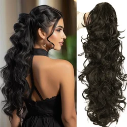 Synthetic 28inch Long Curly Claw On Ponytail Hairpiece Hair Extensions Heat Resistant Fiber 200g High Temperature