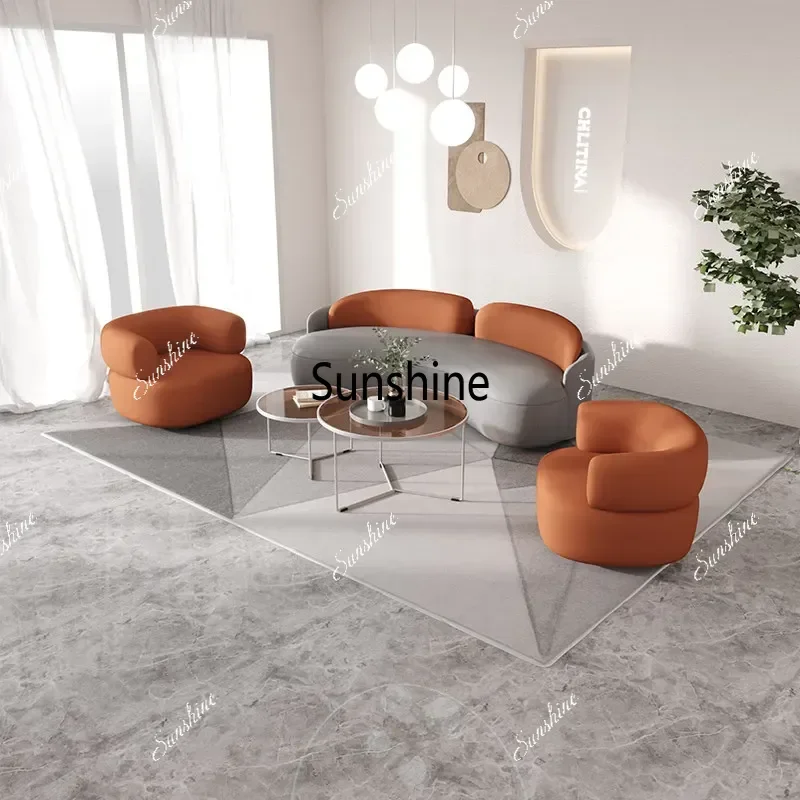 Italian Tech Fabric Sofa Nordic Arc Beauty Salon Clothing Store Lounge Reception Sofa Hotel Office Furniture