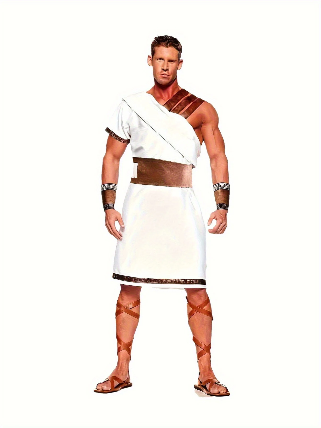 Fantasia masculina de guerreiro grego e romano antigo para festa de Halloween, cosplay de consul romano, gladiador, traje para performance de palco.