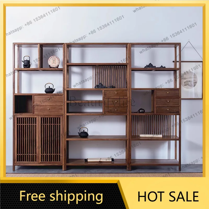 Factory Direct Sales Walnut Solid Wood Storage Bogu Frame Duobao Pavilion Storage Cabinet Mortise and tenon process