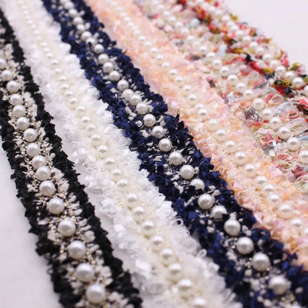 1 yard Gold Vintage Sewing Supplies Costume Dress Embroidered Ribbon Lace Trim Fabric Pearl Beaded