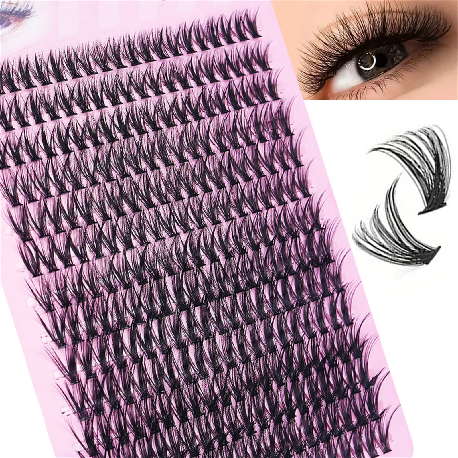 40D 280 Bundles Cluster Lashes Thin Eyelash Extension 3D Russia Volume Individual Eyelash Cluster Makeup Black Lashes