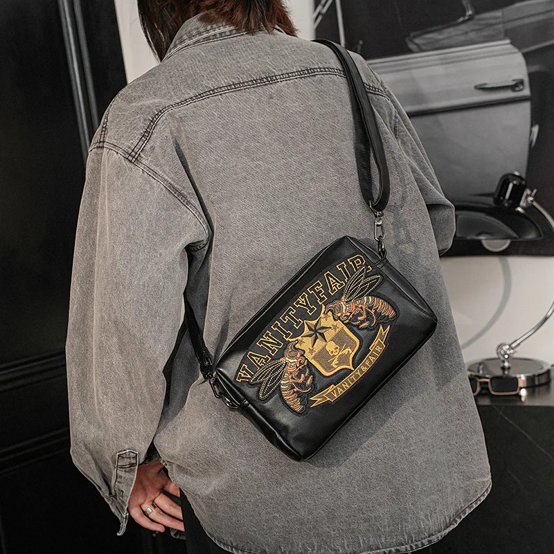 GPR Embroideried Shoulder Bags for Men Free Shipping Leather Man Sling Bag Fashion Crossbody Bags Male Messenger Bag