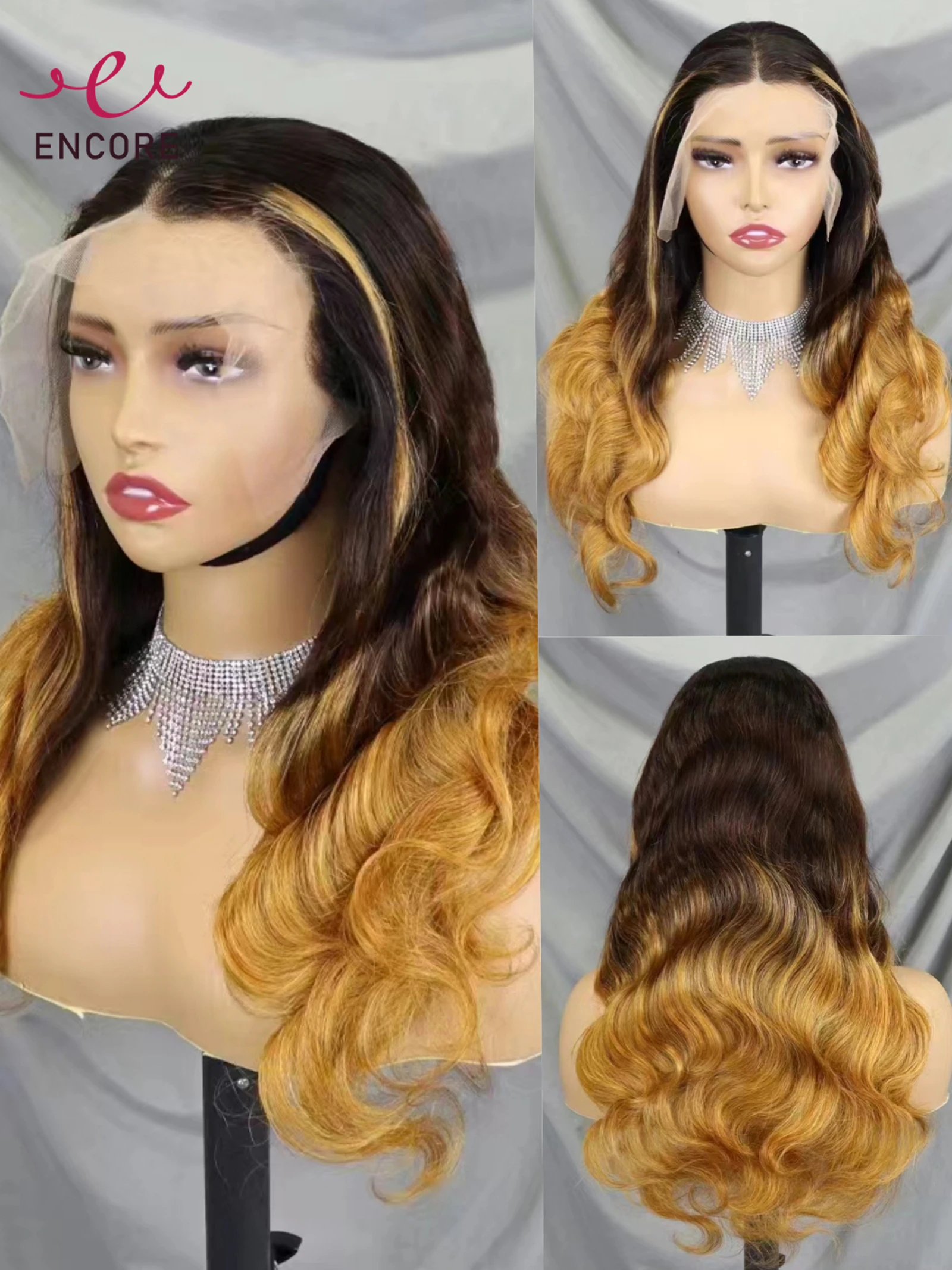 22Inch Human Hair Wig Transparent 13x4 Lace Frontal Wig 1BT4T30 Color Body Wave Hair Wig Brazilian Remy Hair Wig for Black Women