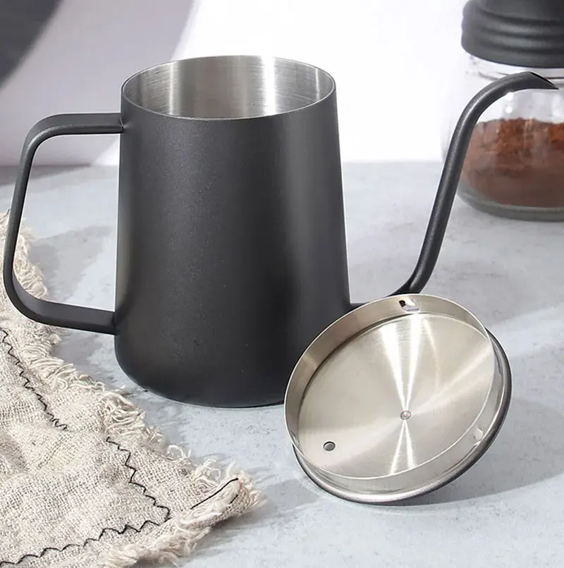 Edelstahl Pour-over Kaffeemaschine Hängen Ohr Hand Brauen Topf Haushalt Lange auslauf Feinen Mund Wasserkocher Tropf Wasserkocher Lange topf – Detail 7
