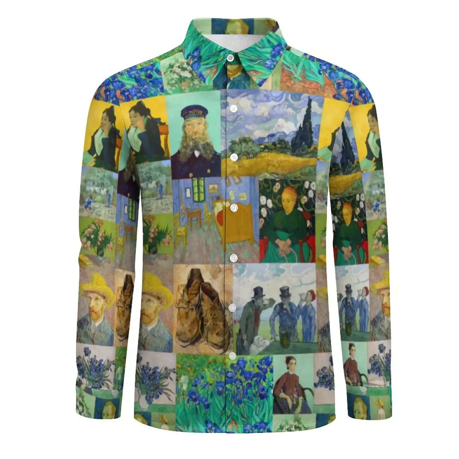 Camisas informales de Van Gogh para hombre, colección de pinturas, camisa de manga larga, blusas de estilo callejero a la moda, XS-6X de talla grande personalizadas de otoño