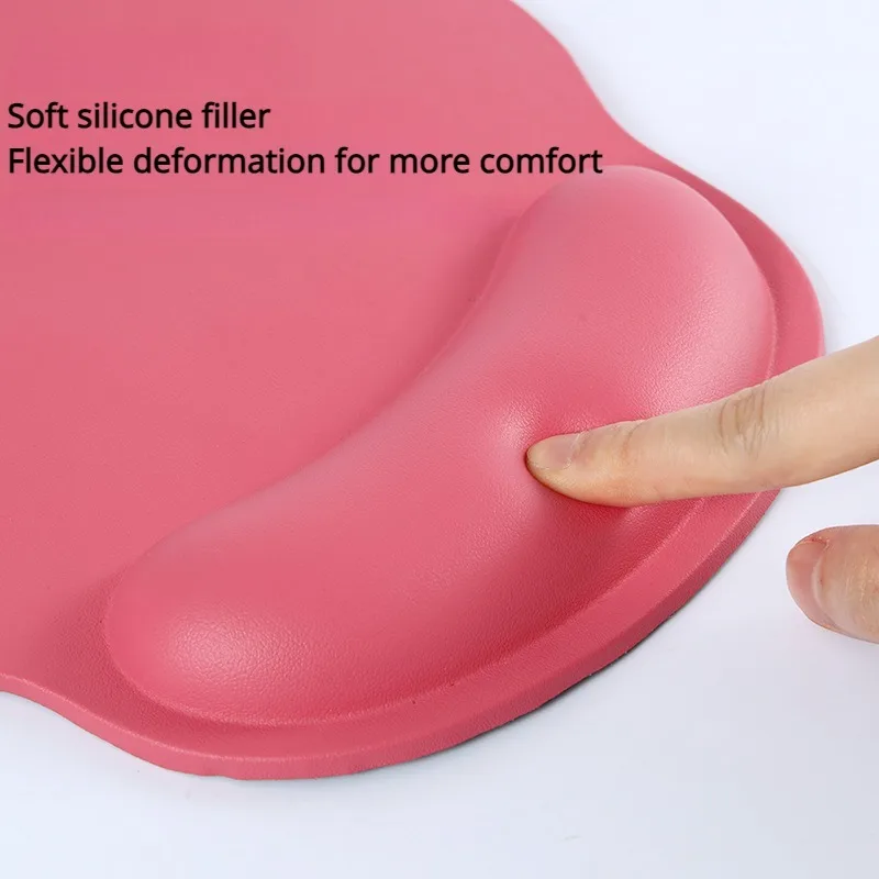 Silicone Mousepad With Wrist Support  Non-Slip Silicone Base Mousepad High Appearance Horizontal PU Waterproof Mousepad