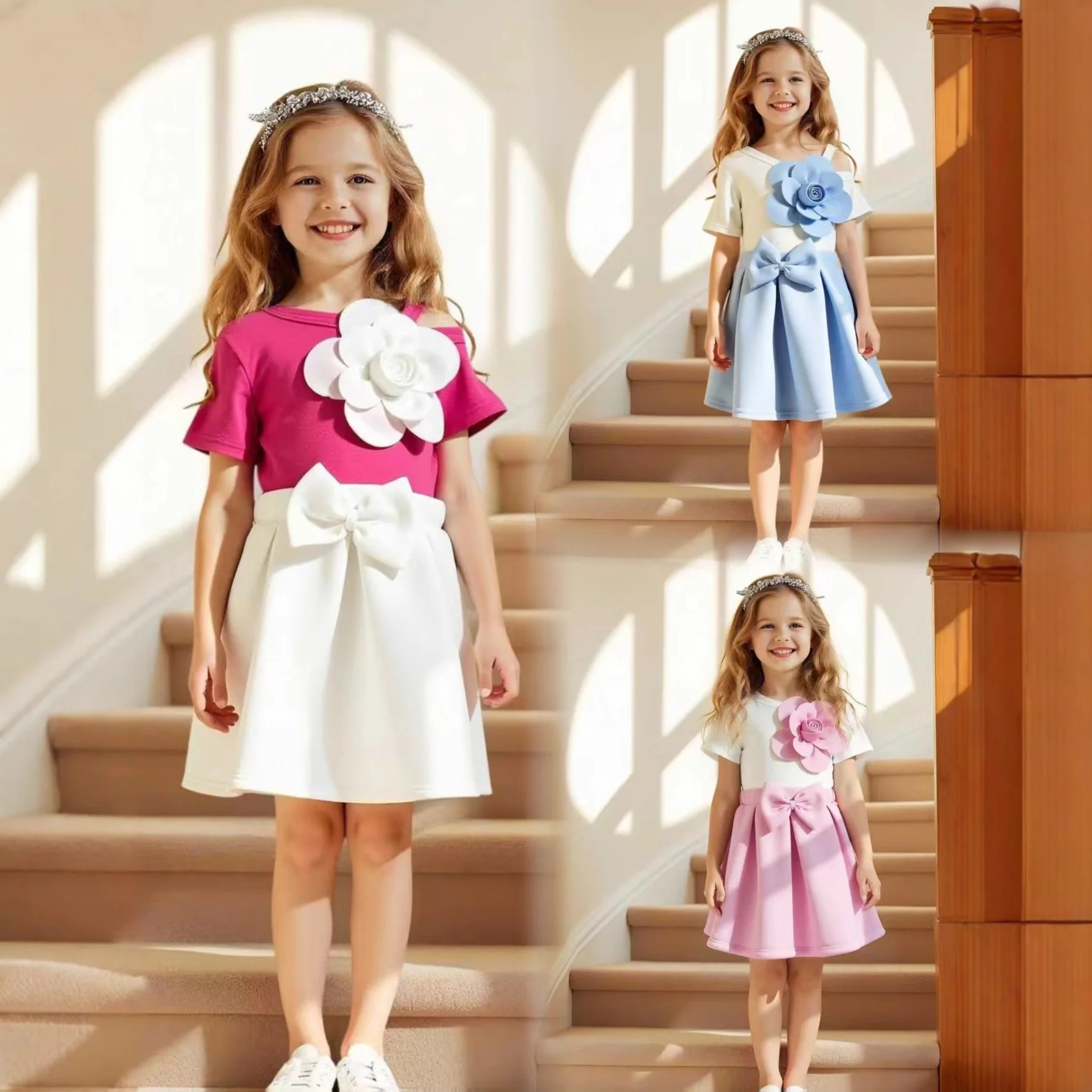 summer-girls'-dresses-for-eid-elegant-big-flower-princess-set-wedding-bridesmaids-party-girls-dresses-birthday-dresses-for-girl