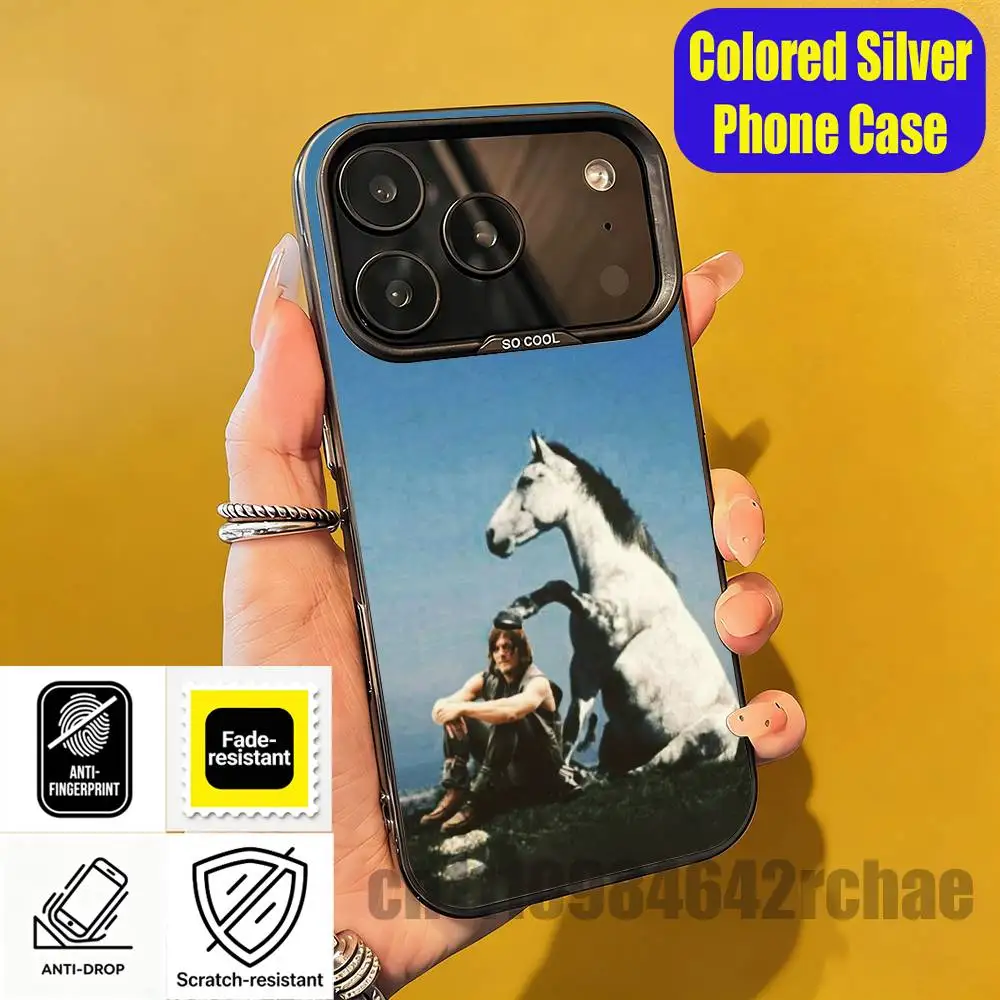 

For D-Daryl Dixon Phone Case iPhone 15,16,12,14,13,17,11,E,Pro,Max,Plus,Air,Mini Colored Silver Cover