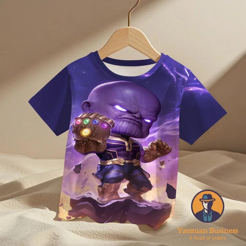 

2025 Hot Sale Avengers Thanos Kids Children 3D Cartoon Print Short Sleeve Cool Windproof Summer Boys Girls T-Shirt