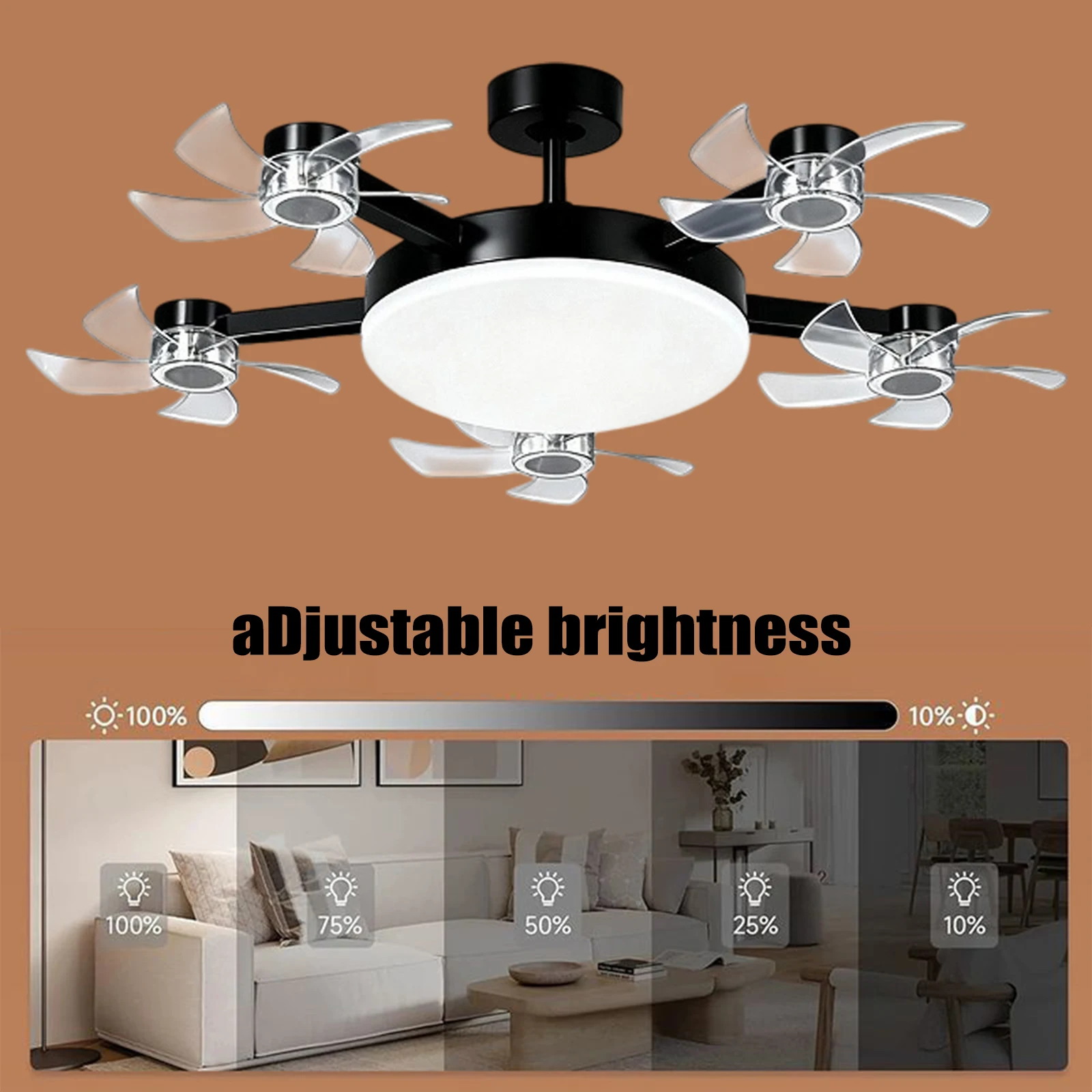 3/4/5 Heads Drone Style E27 Ceiling Fan Light 2-in-1 AC85-265V Three Colors LED Fan Lamp With Remote Control For Home Restaurant image 4