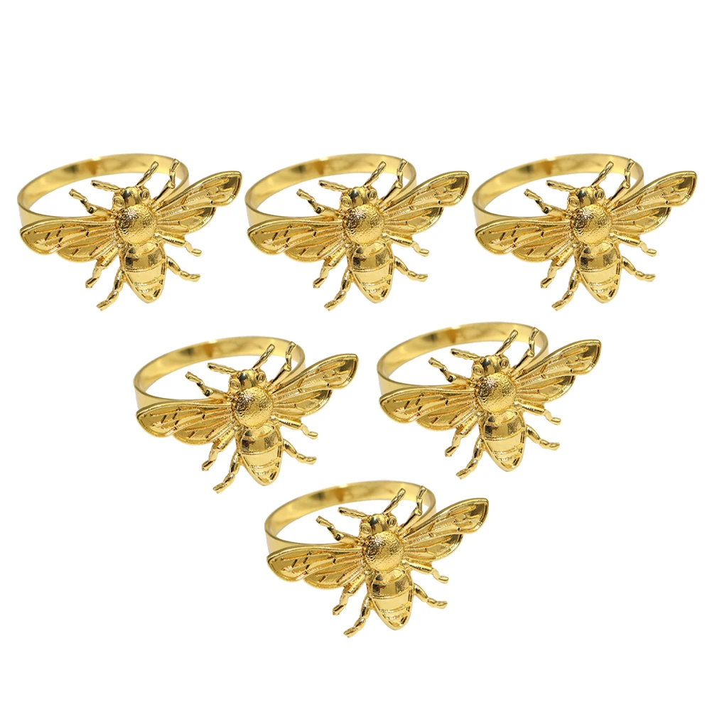 

6Pcs Metal Napkin Rings Bee Shaped Napkin Holders Party Table Decor Wedding Dinner Accessories Party Table Decor