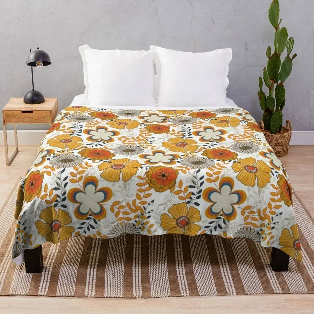 

70s floral pattern Throw Blanket Warm Throw Blanket Gift for Anniversary