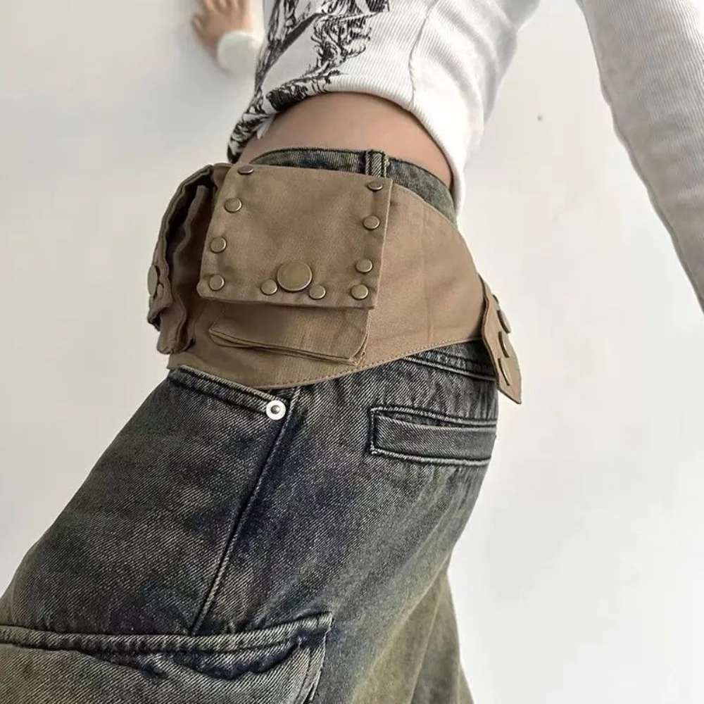 Y2K Hippie Retro Western Style Workwear, Waist Belt, Antique Style, Fashionable Trend, Waist Bag, Wide Waist Seal