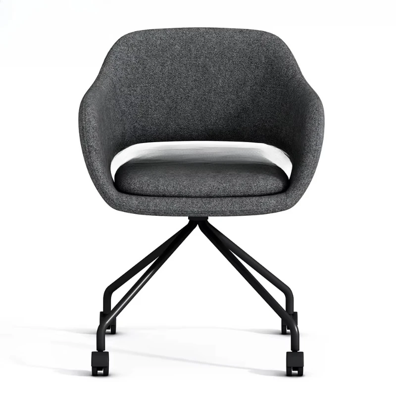 Upholstered Ergonomic Moulded Foam Armchair Designer Armrest Living Room Office Lounge Chair with Castors
