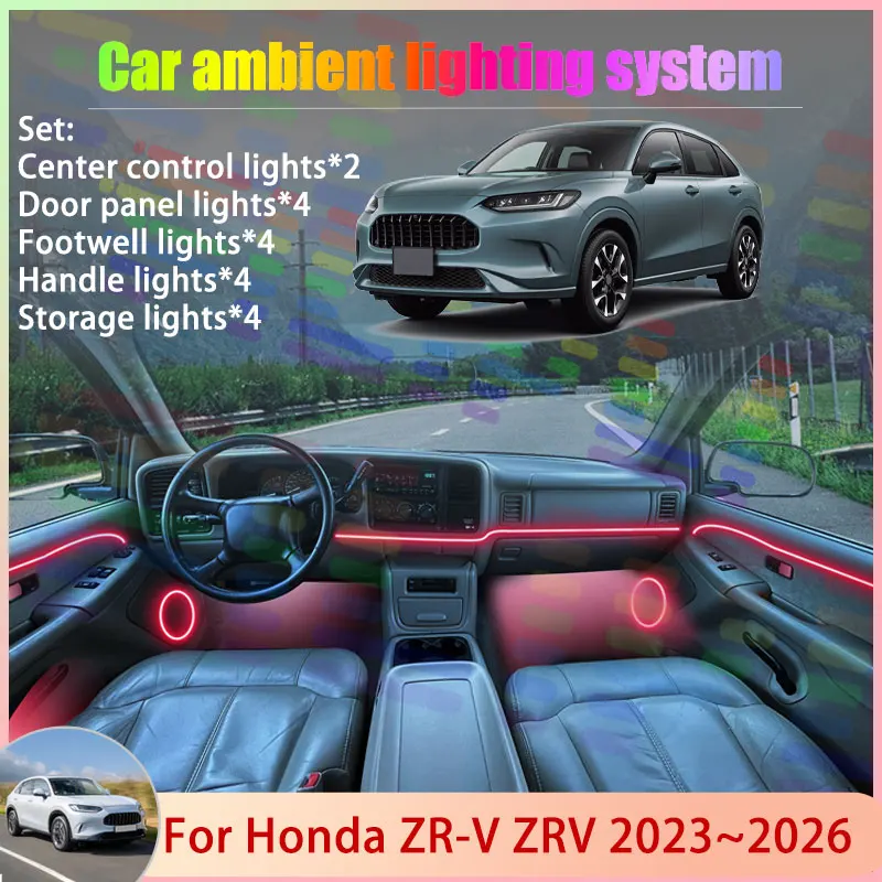 

For Honda ZR-V ZRV RZ HR-V 2023~2026 2024 2025 2/18 in 1 Car Atmosphere Light Lamp RGB Shade Ensemble Streamer Atmosphere Set