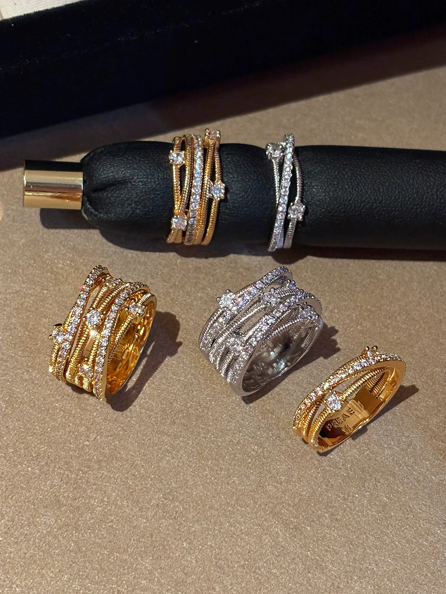 Vintage Multi-layer Inlaid Zircon Stackable Ring for Women Unique Design Luxury High Sense Index Finger & Middle Finger Band