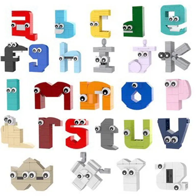 Letters Lore (A-Z) 26 Styles English Alphabet Building Blocks Set Education Bricks DIY Toys For Kids Christmas Birthday Gifts