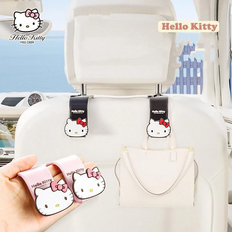 Sanrio Kawaii Hello Kitty Car Hook Cartoon Car Seat Load-bearing Hook Car Rear Chair Hook Car Interior Accessories Auto Parts