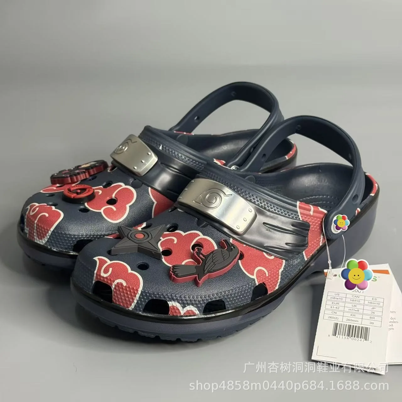 Naruto Akatsuki Red Cloud Platform Clogs Anime Itachi Shoe Charms Slip On Thick Sole Sandals Unisex Summer Beach Casual Slippers