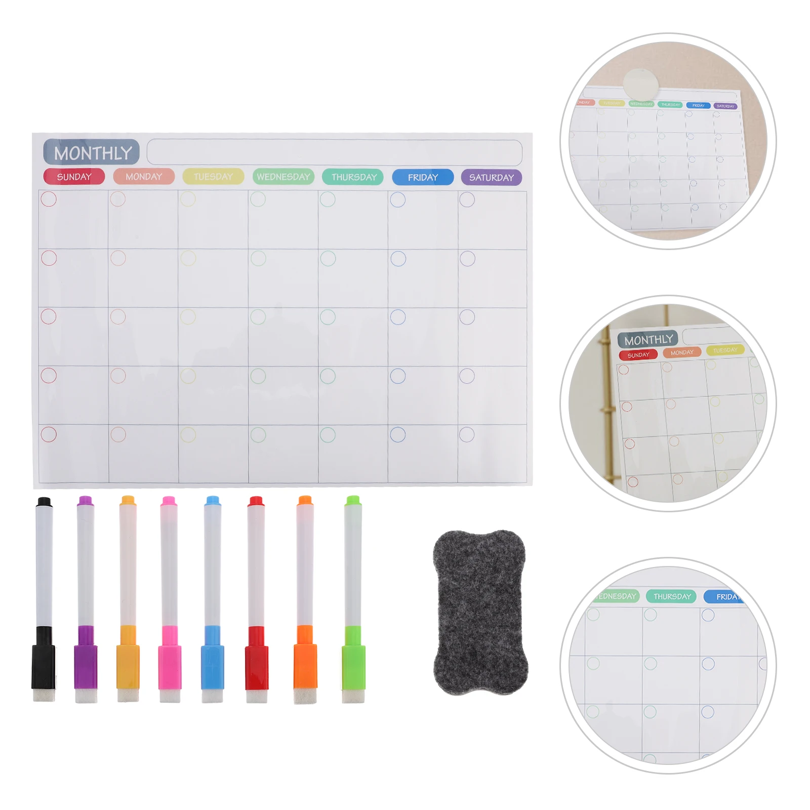 

Magnetic Refrigerator Calendar Dry Erase Board White Magnets with Sticker Planner for Fridge