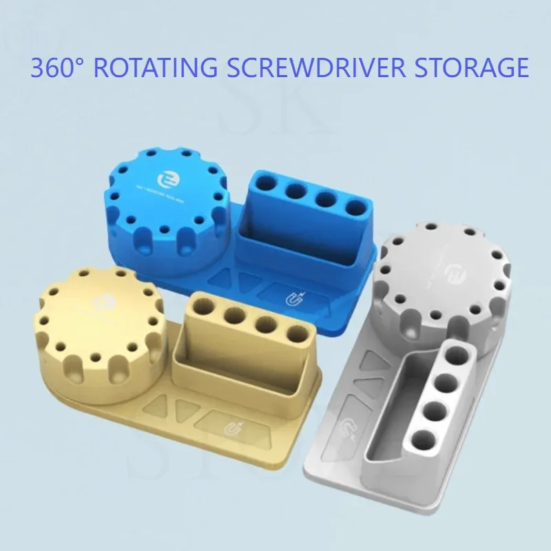 Imagem -04 - Alumínio Alloy Desktop Storage Box 360 ° Base Rotativa Chave de Fenda Pinça Suporte de Montagem Telefone Tablet Pad Peças Repair Rack