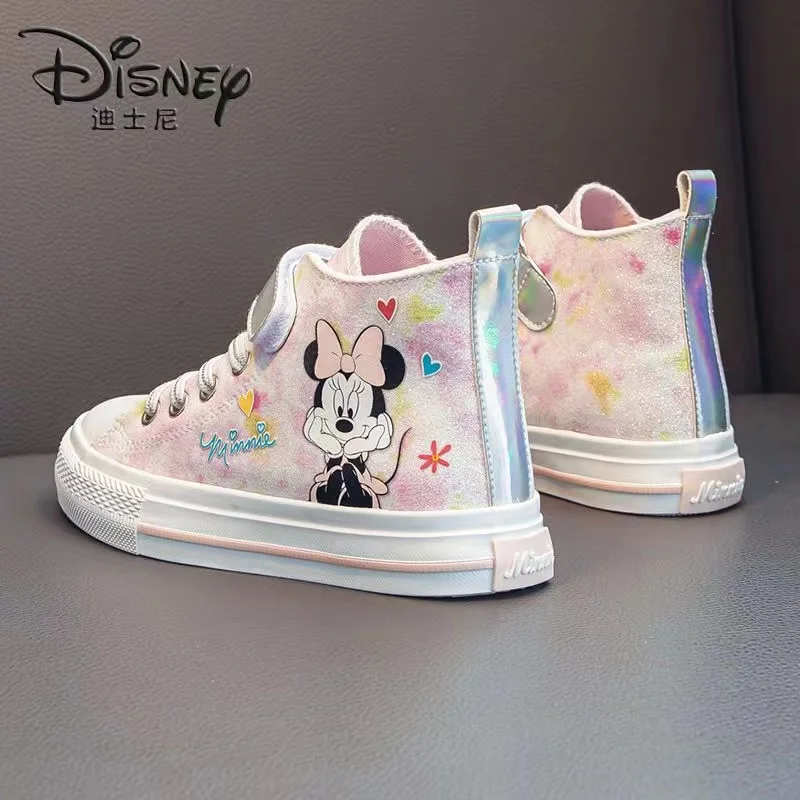 Minnie Mouse spring autumn high-top canvas girls shoes princess new cartoon baby canvas shoes children\'s student casual shoes