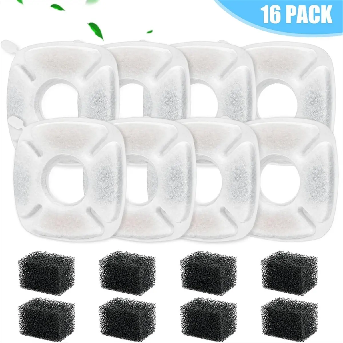 ABZT 40 Pcs Cat Water Fountain Carbon Filters,20 Pcs Replacement Pet Filters with 20 Pcs Pre-Sponges for 67oz/2L 95oz/2.8L