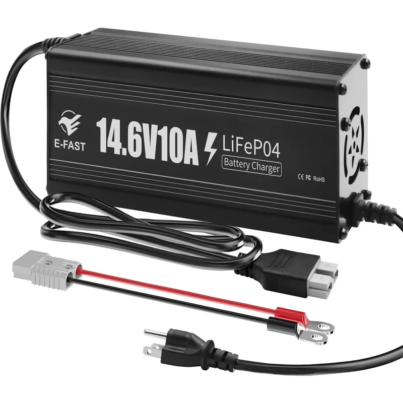 12V 10A Smart Battery Charger LiFePO4 14.6V Charger Anderson Plug for Marine RV